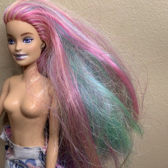 Barbie Leopard Color Change Rainbow Hair Doll Millie Blond Nude Mattel - Picture 4 of 6
